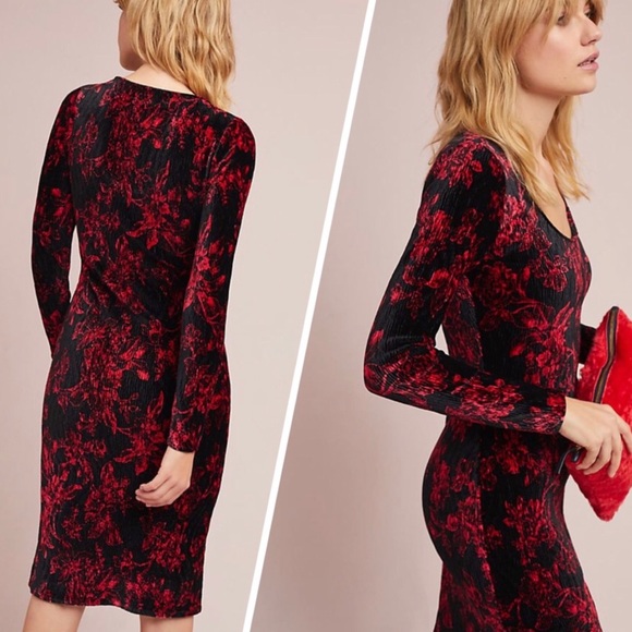 Anthropologie Dierdre Velvet Bodycon Valentines Date Dress Multi Sizes NWT - Picture 2 of 8
